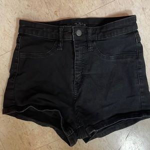 High-rise Black Jean Shorts